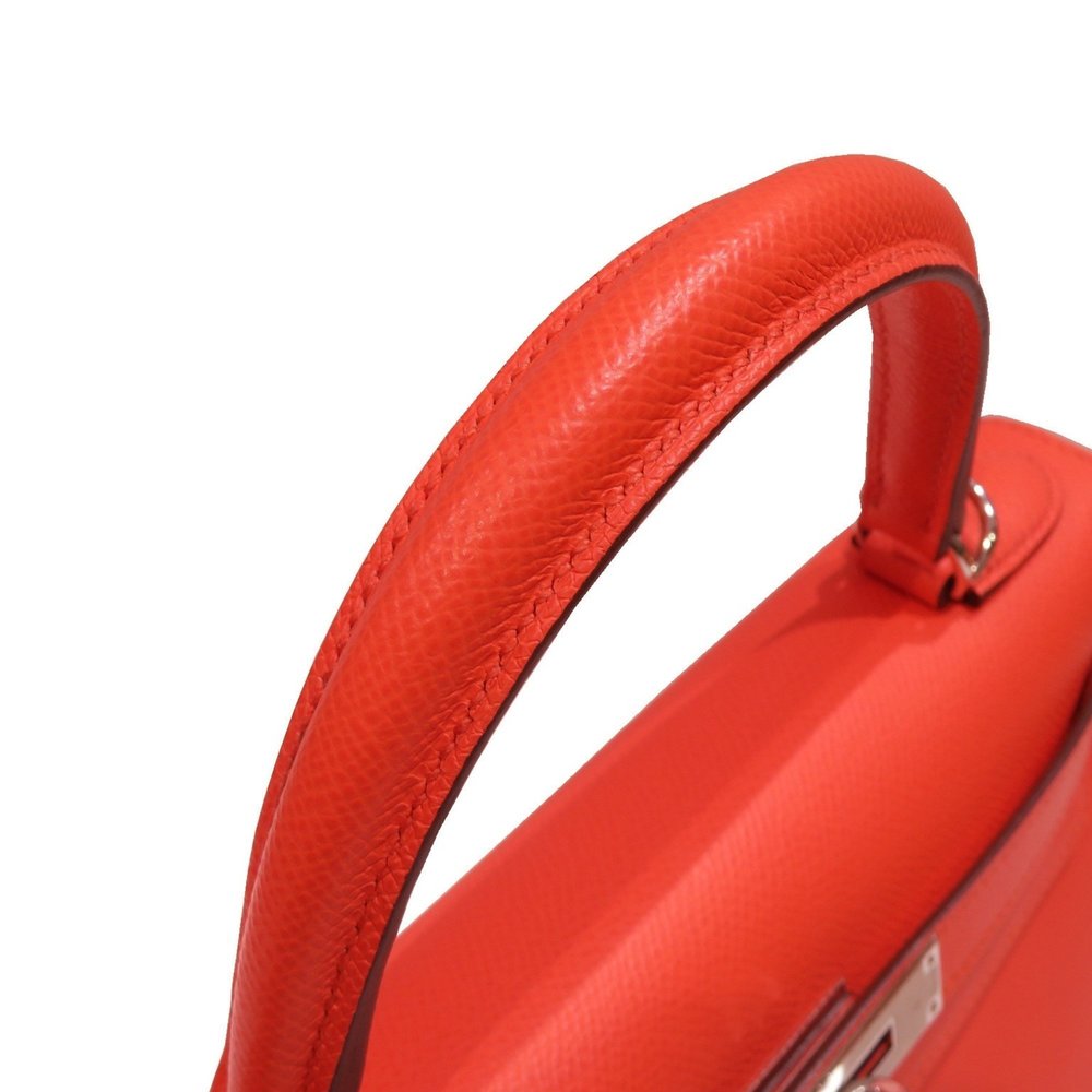 HERMES Kelly 28 Outer Stitching Handbag Rose Texas/Silver Hardware Epson U St... - Picture 10 of 16
